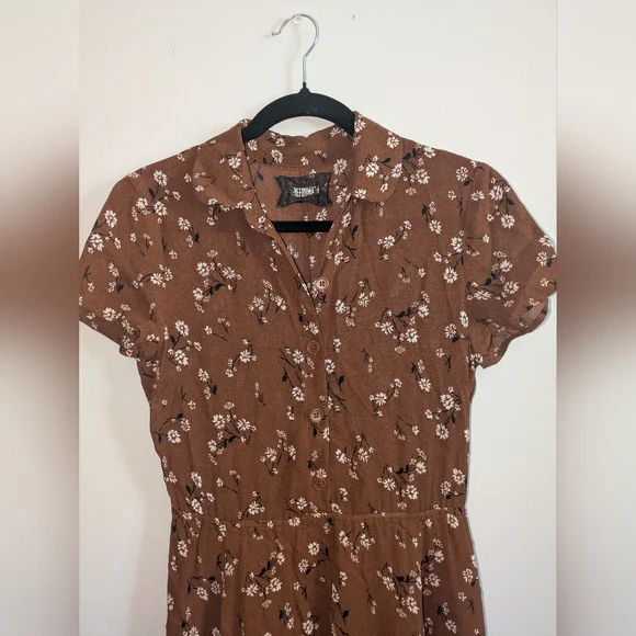 Reformation Leigh Floral Brown Dress Size small $218 - Picture 3 of 8